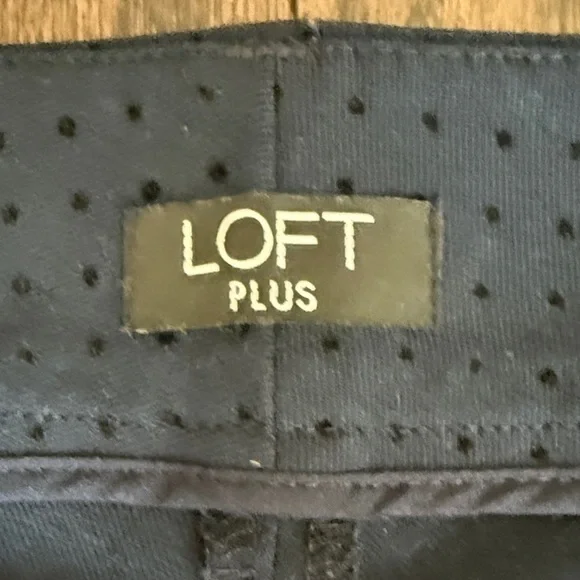 LOFT Plus Dark Blue Pants with Black Dots - Picture 2 of 12